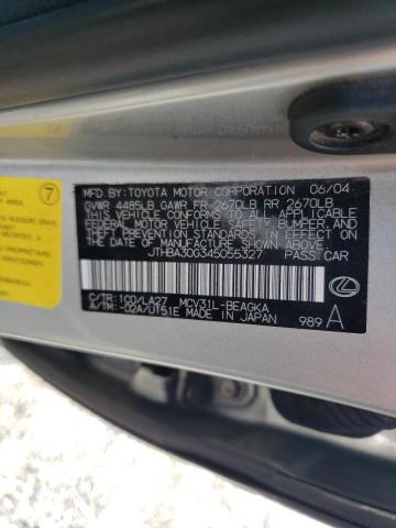Photo 10 from auction – 2004 LEXUS ES 330 with VIN JTHBA30G345055327