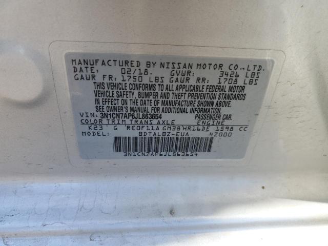 Photo 10 from auction – 2018 NISSAN VERSA S with VIN 3N1CN7AP6JL863654