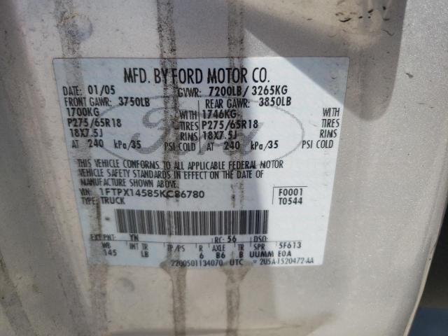 Photo 10 from auction – 2005 FORD F150 with VIN 1FTPX14585KC86780