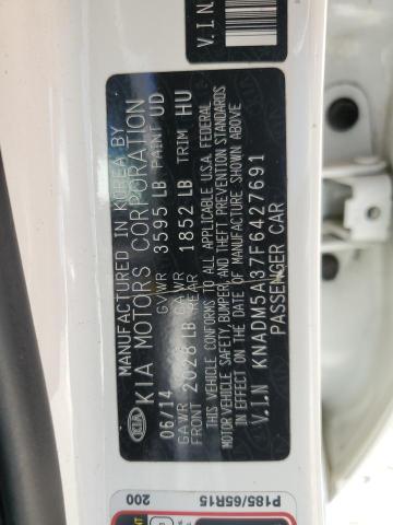 Photo 10 from auction – 2015 KIA RIO LX with VIN KNADM5A37F6427691