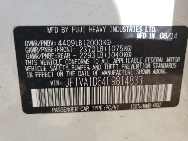 Photo 10 from auction – 2015 SUBARU WRX PREMIU with VIN JF1VA1D64F9814833