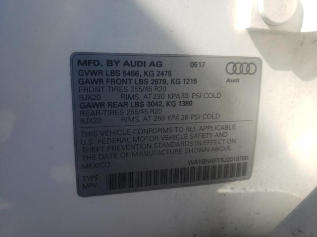 Photo 10 from auction – 2018 AUDI Q5 PREMIUM with VIN WA1BNAFYXJ2018700