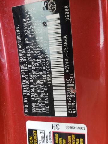 Photo 10 from auction – 2009 TOYOTA CAMRY BASE with VIN 4T1BE46K69U349210