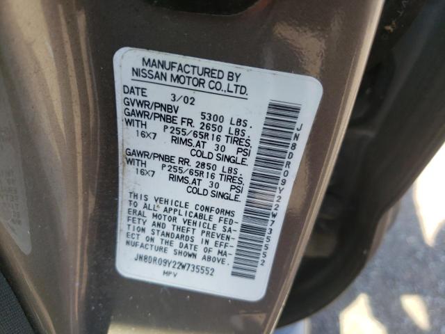 Zdjęcie 10 z aukcji – 2002 NISSAN PATHFINDER z VIN JN8DR09Y22W735552