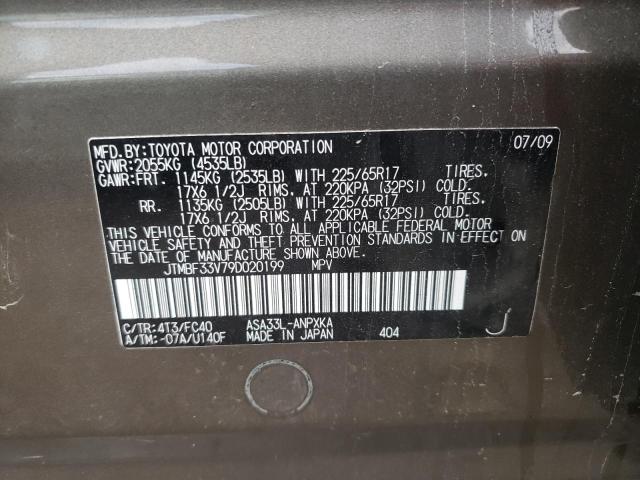 Foto 10 de la subasta – 2009 TOYOTA RAV4 con VIN JTMBF33V79D020199