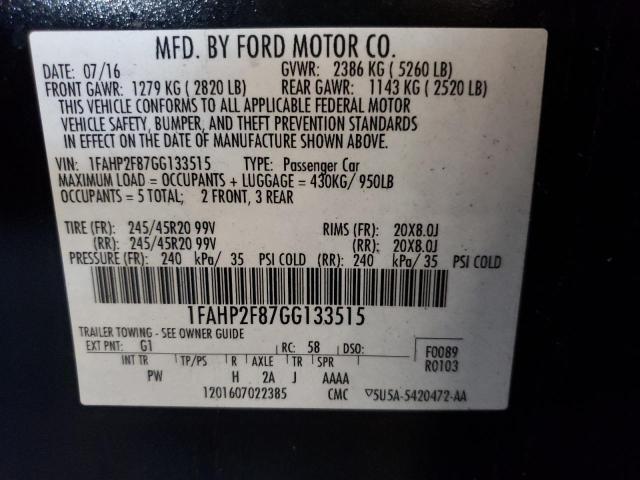 Photo 10 from auction – 2016 FORD TAURUS LIM with VIN 1FAHP2F87GG133515