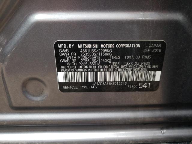 Photo 10 from auction – 2019 MITSUBISHI OUTLANDER with VIN JA4AD3A38KZ012246
