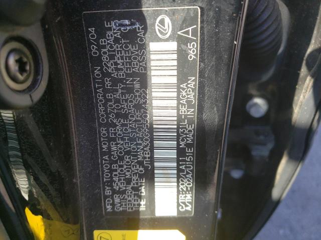 Photo 10 from auction – 2005 LEXUS ES 330 with VIN JTHBA30G955074322
