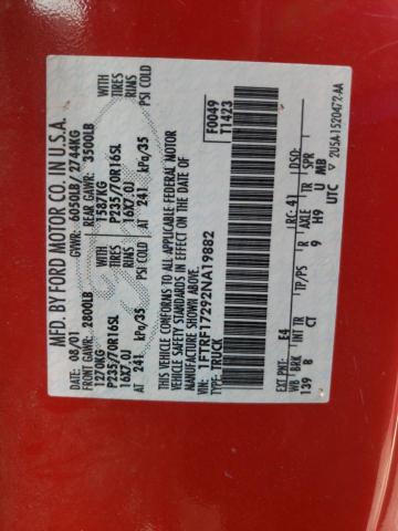 Photo 10 from auction – 2002 FORD F150 with VIN 1FTRF17292NA19882