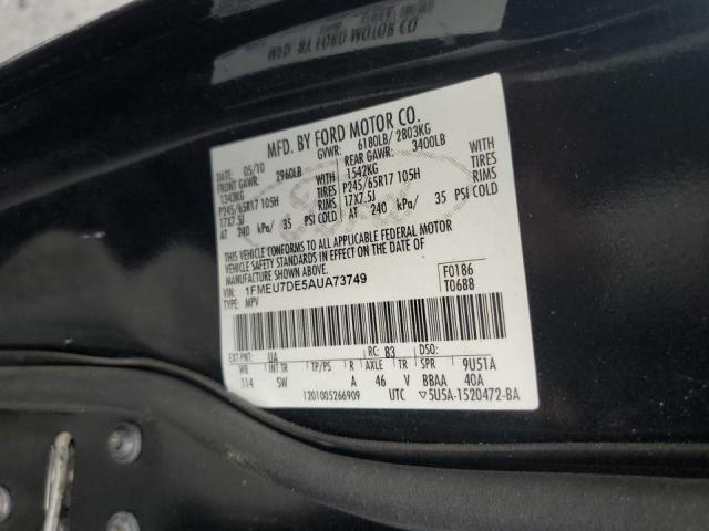 Photo 10 from auction – 2010 FORD EXPLORER X with VIN 1FMEU7DE5AUA73749