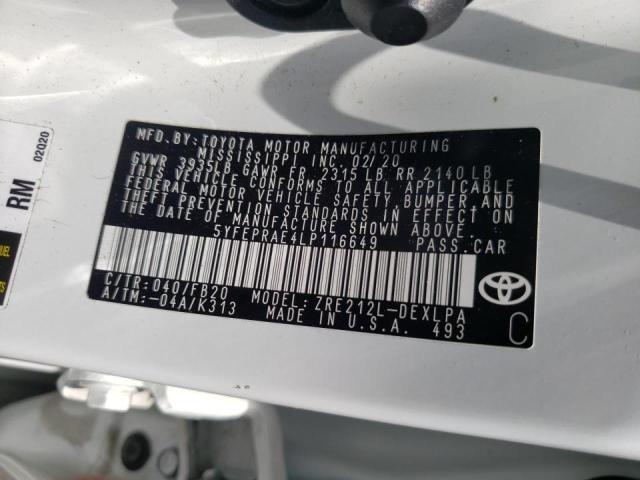 Photo 10 from auction – 2020 TOYOTA COROLLA LE with VIN 5YFEPRAE4LP116649