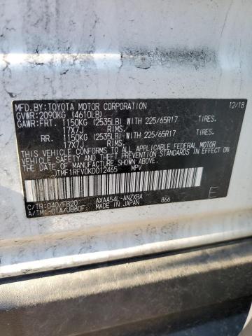 Photo 10 from auction – 2019 TOYOTA RAV4 LE with VIN JTMF1RFV0KD012465