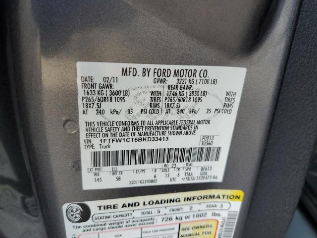 Photo 10 from auction – 2011 FORD F150 SUPER with VIN 1FTFW1CT6BKD33413
