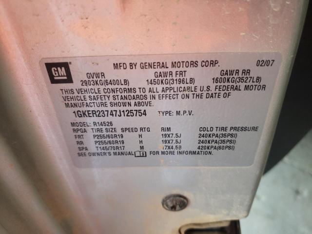 Photo 10 from auction – 2007 GMC ACADIA SLT with VIN 1GKER23747J125754
