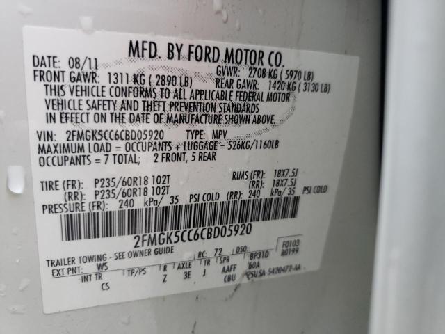 Photo 10 from auction – 2012 FORD FLEX SEL with VIN 2FMGK5CC6CBD05920