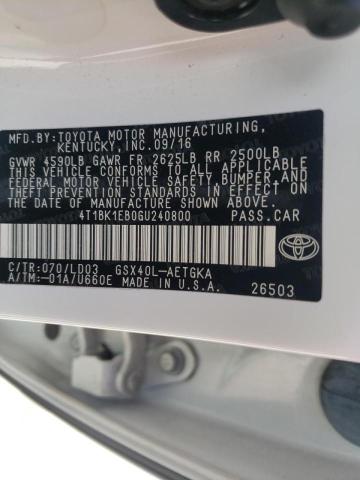 Photo 10 from auction – 2016 TOYOTA AVALON XLE with VIN 4T1BK1EB0GU240800