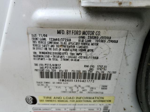 Photo 10 from auction – 2005 FORD FREESTYLE with VIN 1FMDK05135GA21772