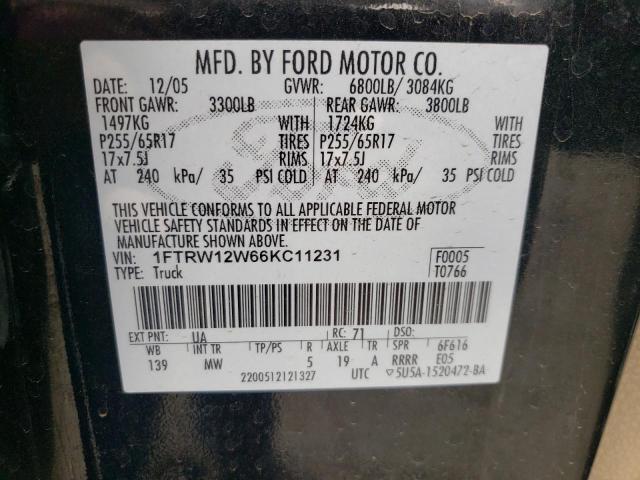 Photo 10 from auction – 2006 FORD F150 SUPER with VIN 1FTRW12W66KC11231