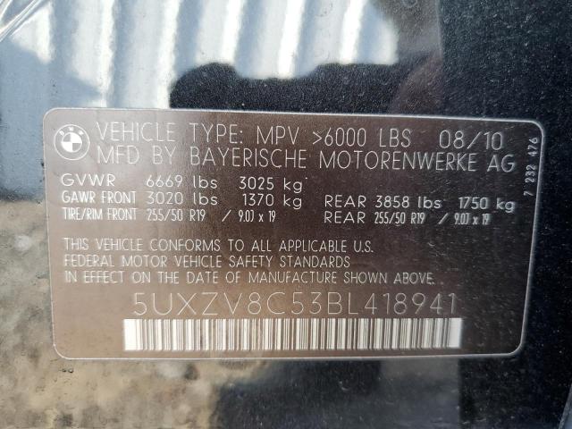 Photo 10 from auction – 2011 BMW X5 XDRIVE5 with VIN 5UXZV8C53BL418941