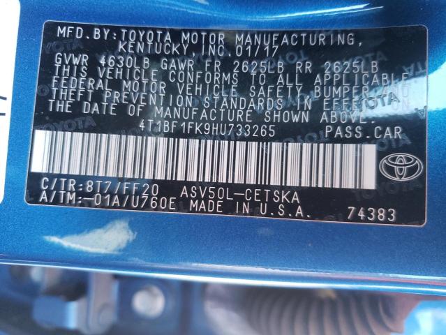 Photo 10 from auction – 2017 TOYOTA CAMRY LE with VIN 4T1BF1FK9HU733265
