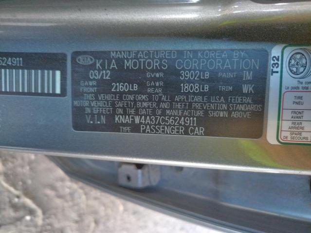 Photo 10 from auction – 2012 KIA FORTE SX with VIN KNAFW4A37C5624911