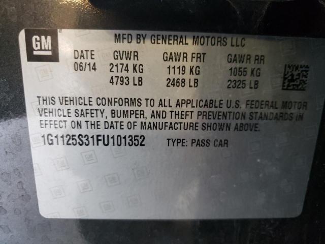 Photo 10 from auction – 2015 CHEVROLET IMPALA LT with VIN 1G1125S31FU101352
