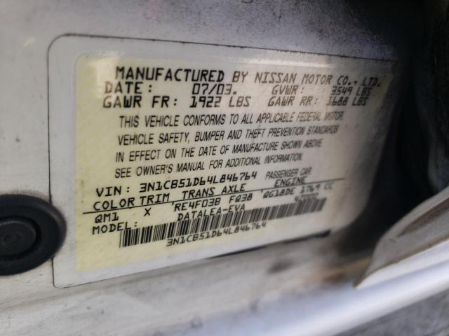 Photo 10 from auction – 2004 NISSAN SENTRA 1.8 with VIN 3N1CB51D64L846764