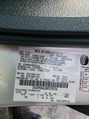 Photo 10 from auction – 2011 FORD FUSION SE with VIN 3FAHP0HA3BR220236
