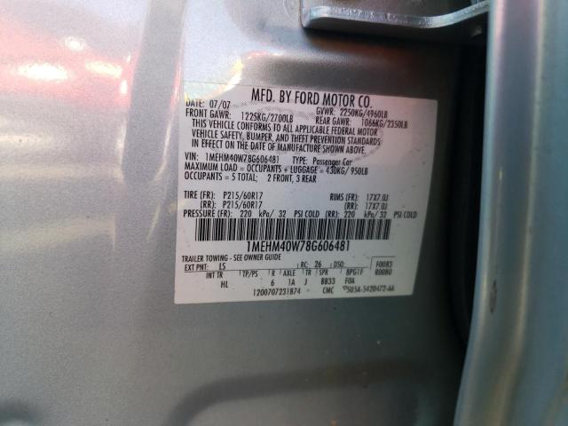 Photo 10 from auction – 2008 MERCURY SABLE LUXU with VIN 1MEHM40W78G606481