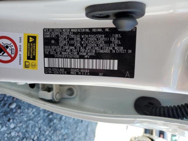 Photo 10 from auction – 2012 TOYOTA HIGHLANDER with VIN 5TDYK3EH1CS074090