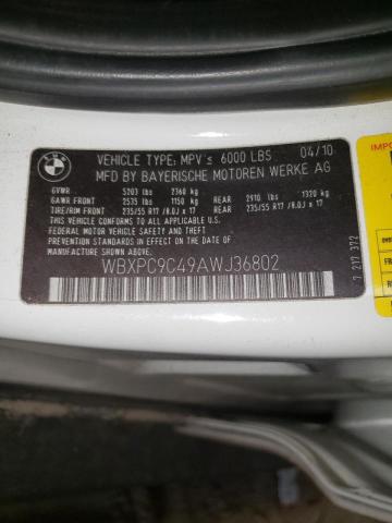 Photo 10 from auction – 2010 BMW X3 XDRIVE3 with VIN WBXPC9C49AWJ36802