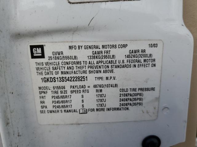 Photo 10 from auction – 2004 GMC ENVOY with VIN 1GKDS13S542228251