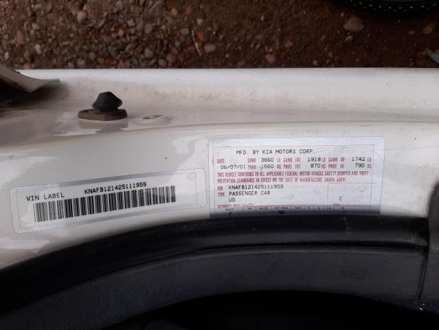 Photo 10 from auction – 2002 KIA SPECTRA BA with VIN KNAFB121425111959