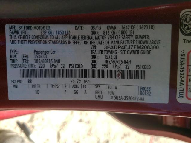 Photo 10 from auction – 2015 FORD FIESTA SE with VIN 3FADP4EJ7FM208300