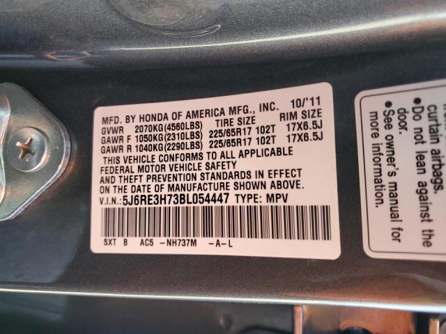 Photo 10 from auction – 2011 HONDA CR-V EXL with VIN 5J6RE3H73BL054447