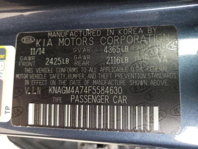 Photo 10 from auction – 2015 KIA OPTIMA LX with VIN KNAGM4A74F5584630