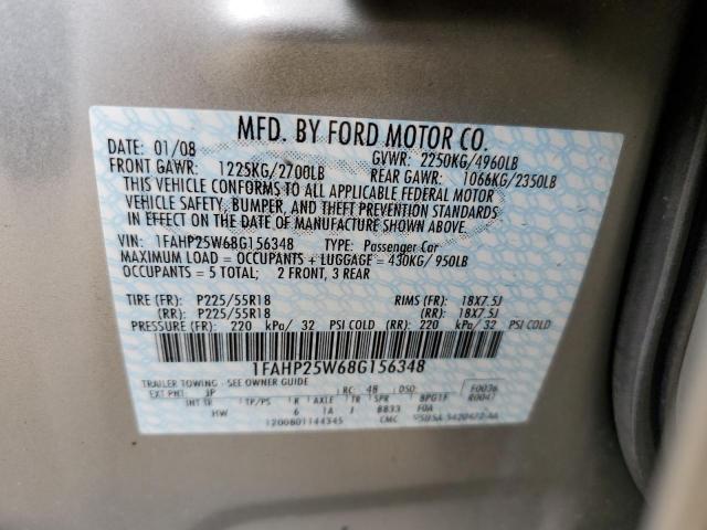 Photo 10 from auction – 2008 FORD TAURUS LIM with VIN 1FAHP25W68G156348