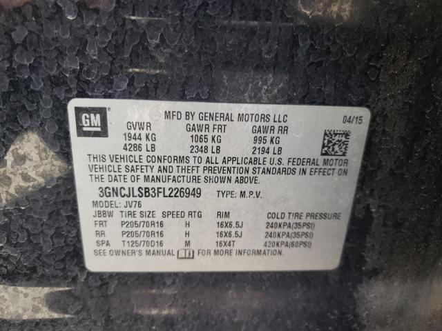 Photo 10 from auction – 2015 CHEVROLET TRAX 1LT with VIN 3GNCJLSB3FL226949