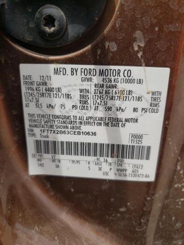Photo 10 from auction – 2012 FORD F250 SUPER with VIN 1FT7X2B63CEB10636