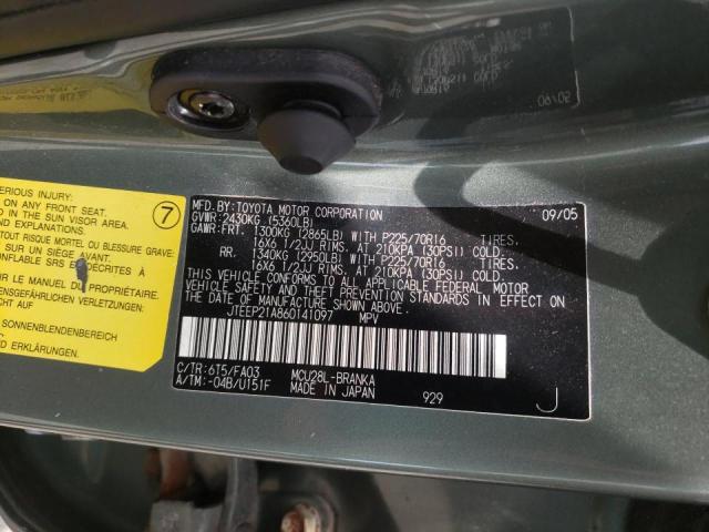 Photo 10 from auction – 2006 TOYOTA HIGHLANDER with VIN JTEEP21A860141097