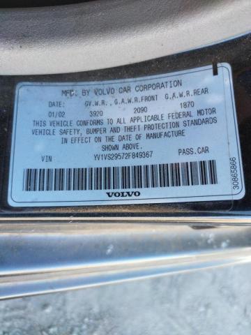 Photo 10 from auction – 2002 VOLVO S40 1.9T with VIN YV1VS29572F849367