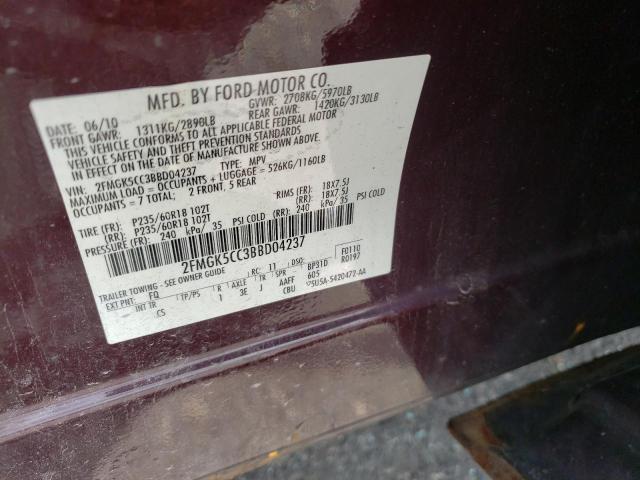 Photo 10 from auction – 2011 FORD FLEX SEL with VIN 2FMGK5CC3BBD04237
