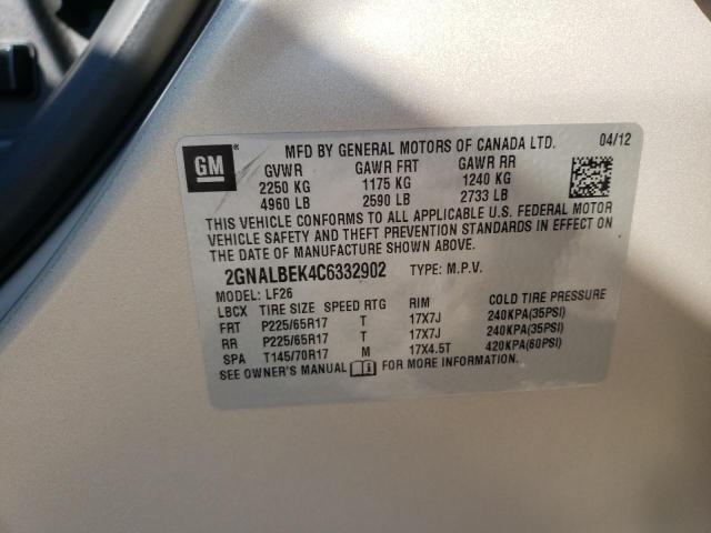 Photo 10 from auction – 2012 CHEVROLET EQUINOX LS with VIN 2GNALBEK4C6332902