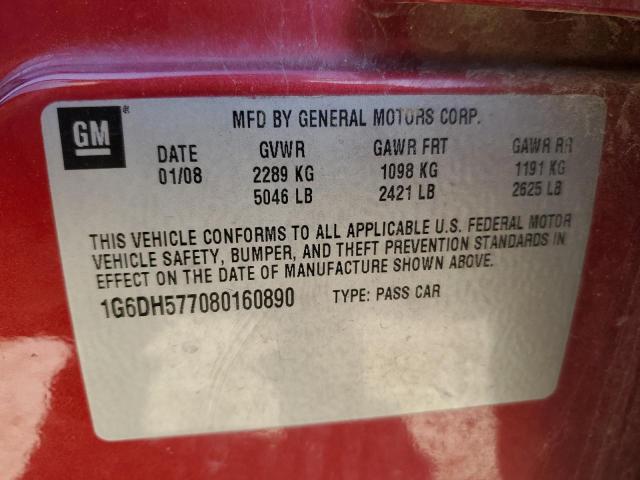 Photo 10 from auction – 2008 CADILLAC CTS with VIN 1G6DH577080160890