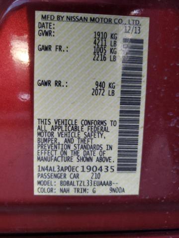 Photo 10 from auction – 2014 NISSAN ALTIMA 2.5 with VIN 1N4AL3AP0EC190435