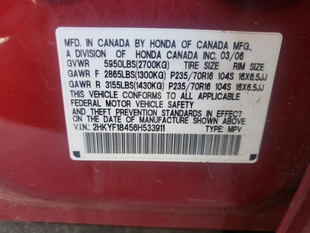 Photo 10 from auction – 2006 HONDA PILOT EX with VIN 2HKYF18456H533911