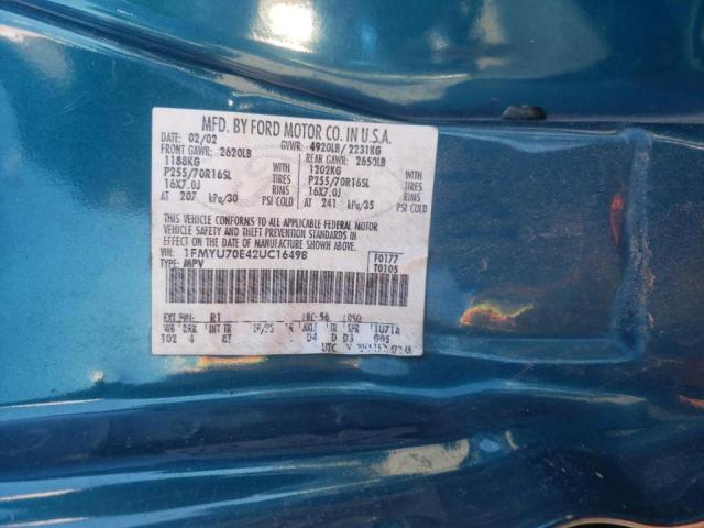 Photo 10 from auction – 2002 FORD EXPLORER with VIN 1FMYU70E42UC16498
