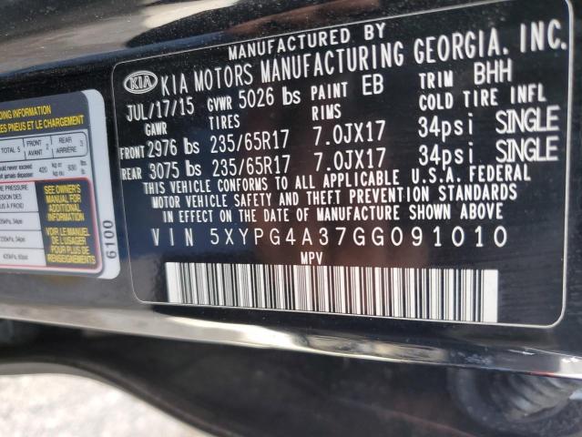 Photo 10 from auction – 2016 KIA SORENTO LX with VIN 5XYPG4A37GG091010