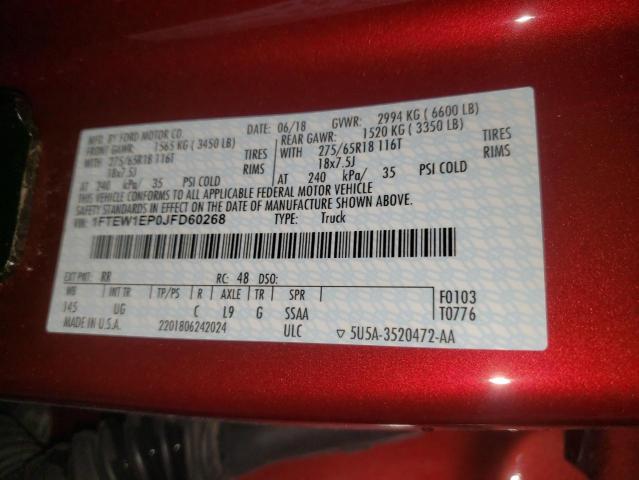 Photo 10 from auction – 2018 FORD F150 SUPER with VIN 1FTEW1EP0JFD60268