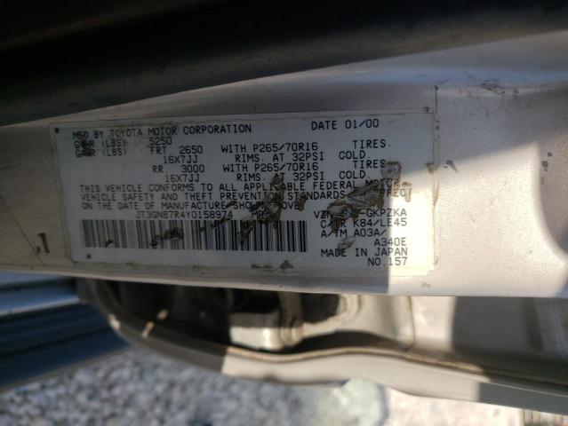 Photo 10 from auction – 2000 TOYOTA 4RUNNER LI with VIN JT3GN87R4Y0158974